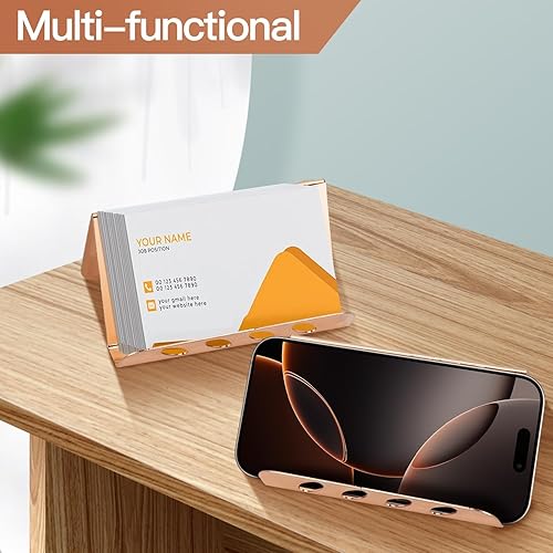 Miniatura 5 de Eagle Organizador de escritorio 3 en 1, incluye soporte para notas, portalápices y tarjetero, oro rosa