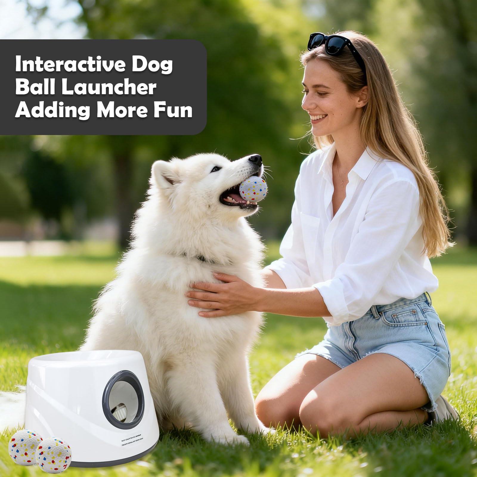 MEKAPLE Lanceur de balles Automatique pour Chien, Lanceur de balles interactif amélioré pour Chiens de Petite Taille, Distance réglable, Jouets stimulants mentaux pour Chien avec 4 balles en
