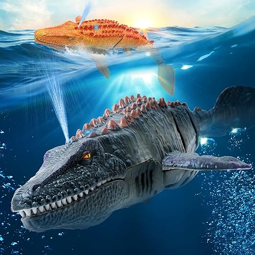 Miniatura 14 de Mosasaurus - Juguetes de dinosaurio mejorados, juguete de agua con control remoto, juguetes de piscina para niños de 4 a 8 años, dinosaurio RC