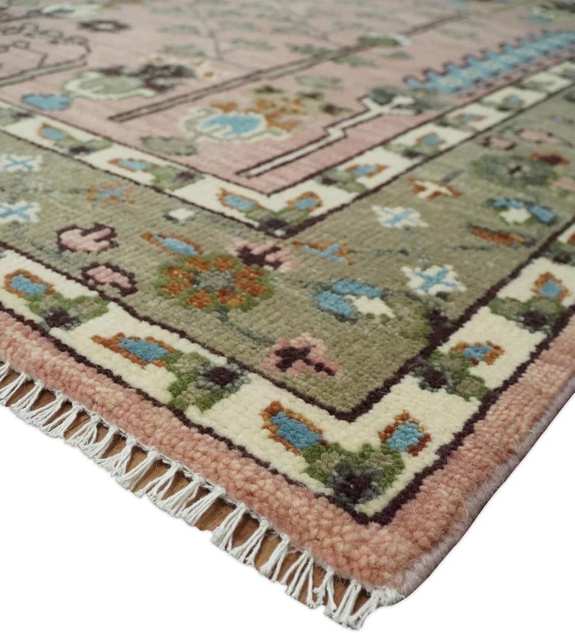 Area Rug Hand Knotted Oushak Rug for Living Room, Dining Room, Office, Bedroom, Hand Knotted Wool Rug, 9x12 feet Green
