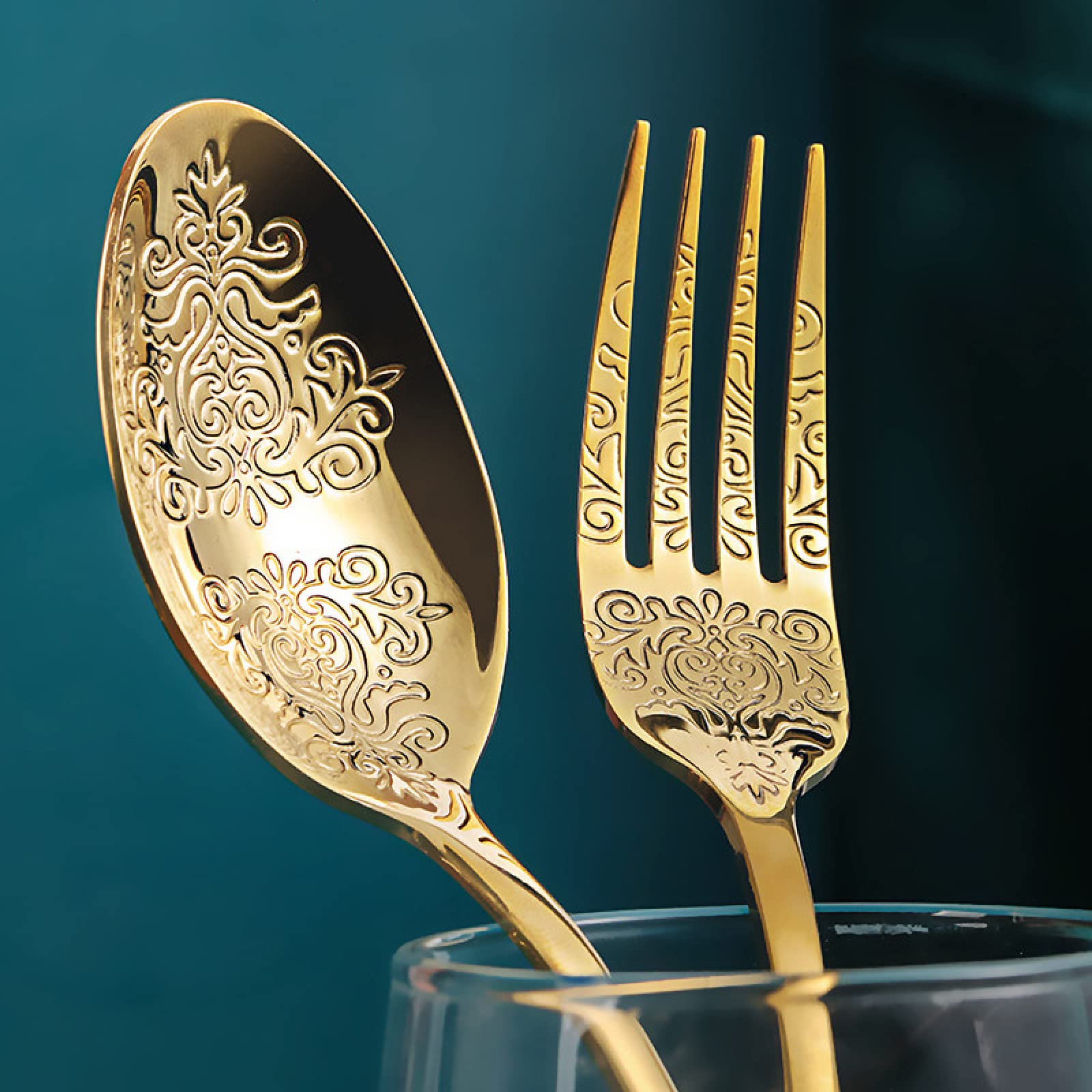 Juegos De Cubertería Juego De 4Uds De Tenedor De Acero Inoxidable Cucharas Cuchillo Vajilla Vajilla Para El Hogar Restaurante 4 Juegos De Oro