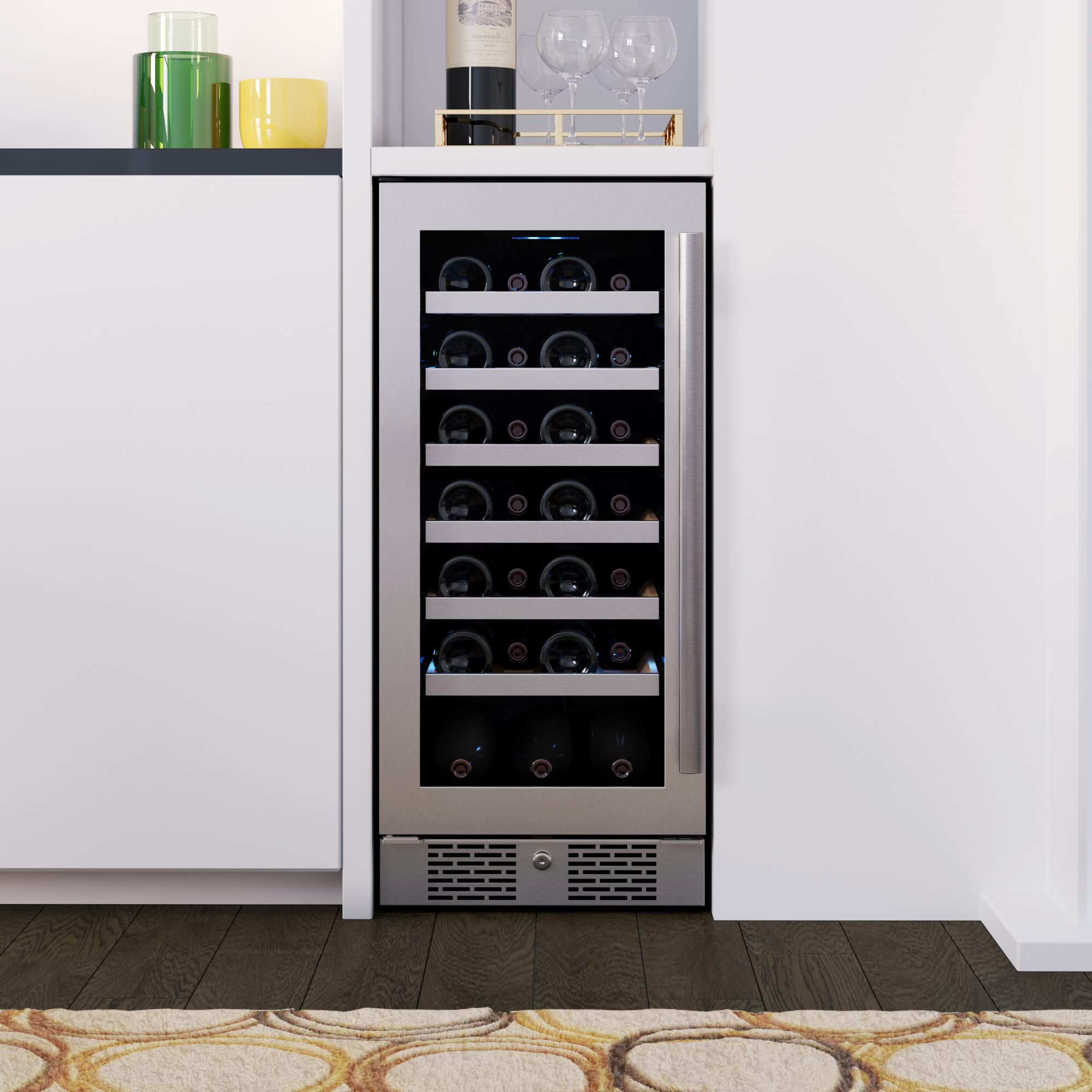Avallon AWC152SZLH 15 Inch Wide 27 Bottle Capacity Single Zone Wine Cooler with Left Swing Door