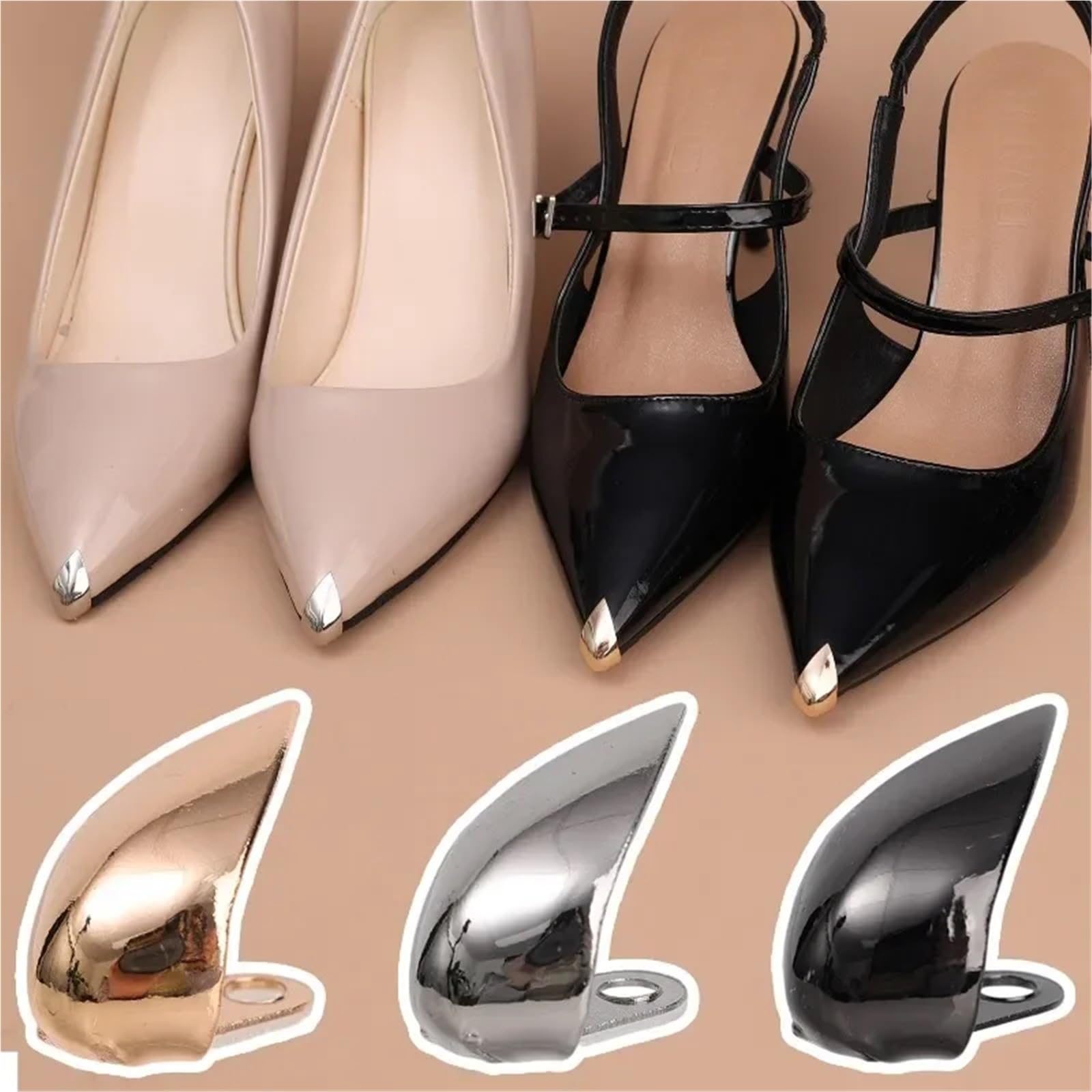 Protector Puntiagudo for Zapatos de Metal, 10 Uds., Puntera tacón Alto, Accesorio for Puntas antipatadas Resistentes al Desgaste for Mujer