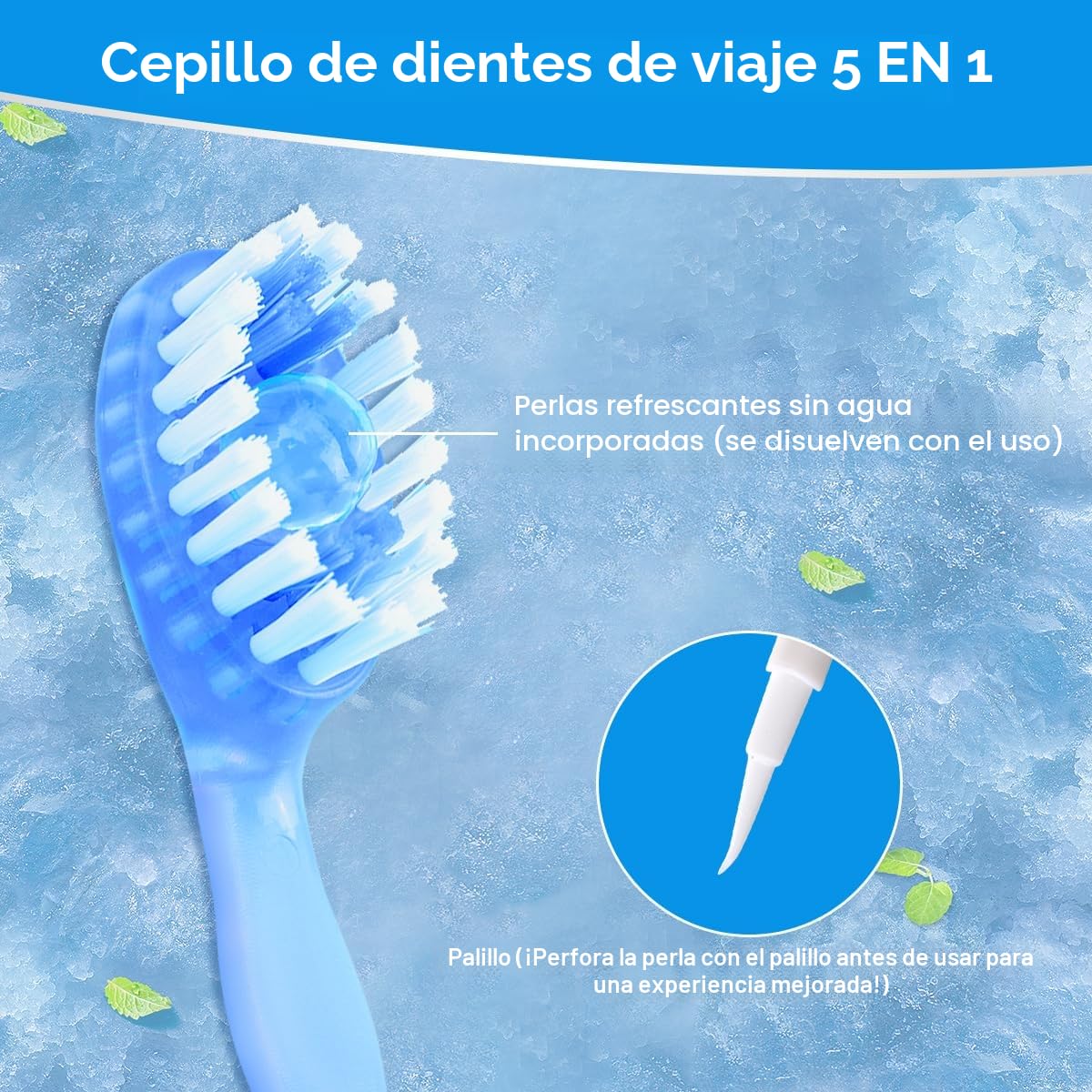 YUNCHI 72PCS Mini Cepillo Dientes Viaje Portátil, 5 en 1 Cepillos de Dientes Desechables con Pasta, Hilo Dental, Palillo de Dientes, Raspador de Lengua, Envueltos Individualmente Cepillo de Dientes