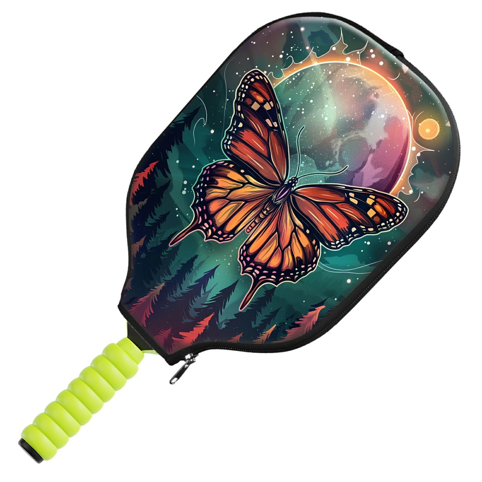 Pickleball Paddle Cover, Butterfly Moon Premium Neoprene Protective Case for Pickleball Paddles, Lightweight Durable Paddle Sleeve with Zipper Closure for Storage Travel