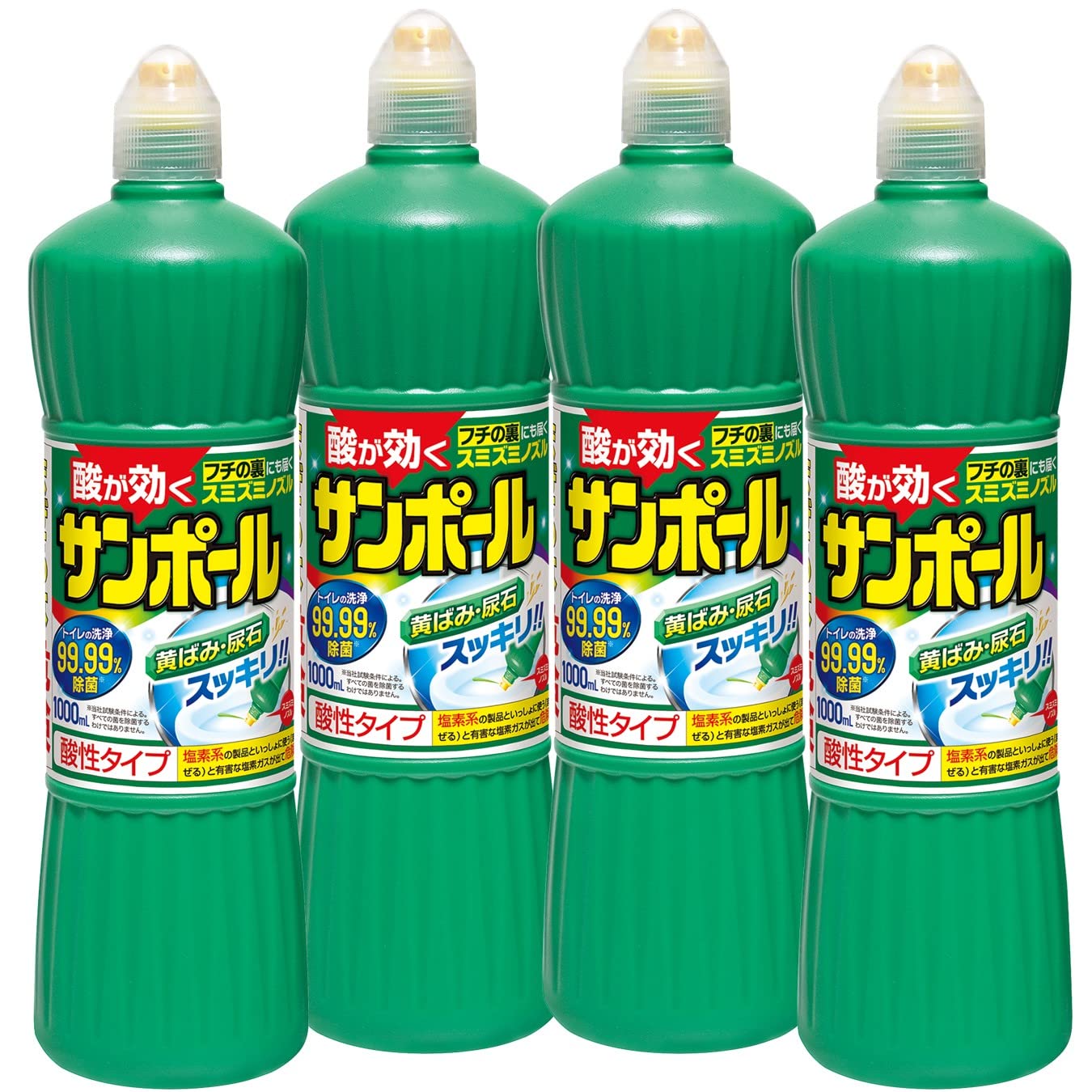 【まとめ買い】サンポール (マイナスイオン) V トイレ洗剤 尿石除去1000ml×4