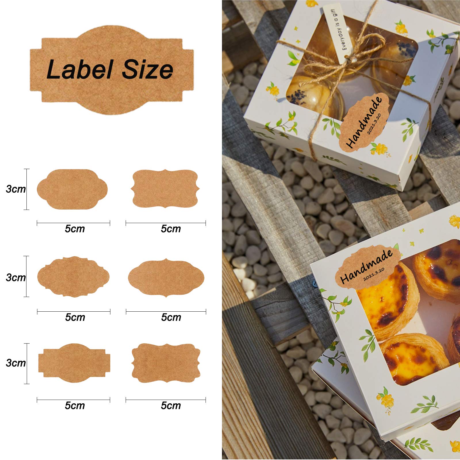 600 Etichette Adesive Kraft - Per Marmellate, Regali E Organizzazione, Scrivibili E Rimovibili