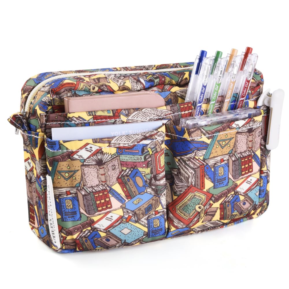 E-WEICHEN Multiple Pockets Art Tool Sketch Storage Bags Marker Pouch Pen Pencil Case Stationery Waterproof Bag for Journal Office Adults Ancient Magic Book