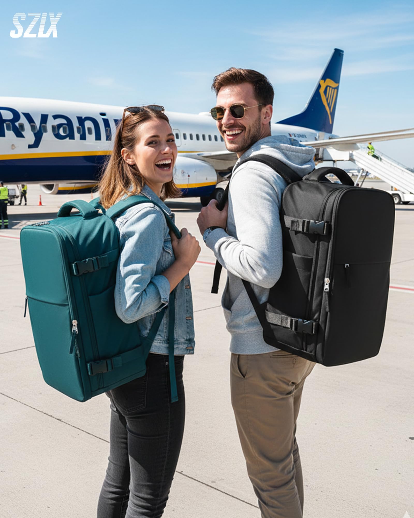 SZLX Plecak Próżniowy Bagaż Podręczny Dla Kobiet, Plecak Z Poduszką i Systemem Próżniowym Do Podróży, Plecak Podróżny Ryanair W Rozmiarze Kabinowym Z Pompką, Wodoodporna Walizka Próżniowa Dla Mężczyzn
