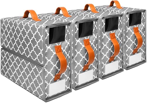 Tesuko Paquete de 4 organizadores y almacenamiento de sábanas, juego de sábanas plegables, organizador de sábanas con estampado de cuadrifolio,