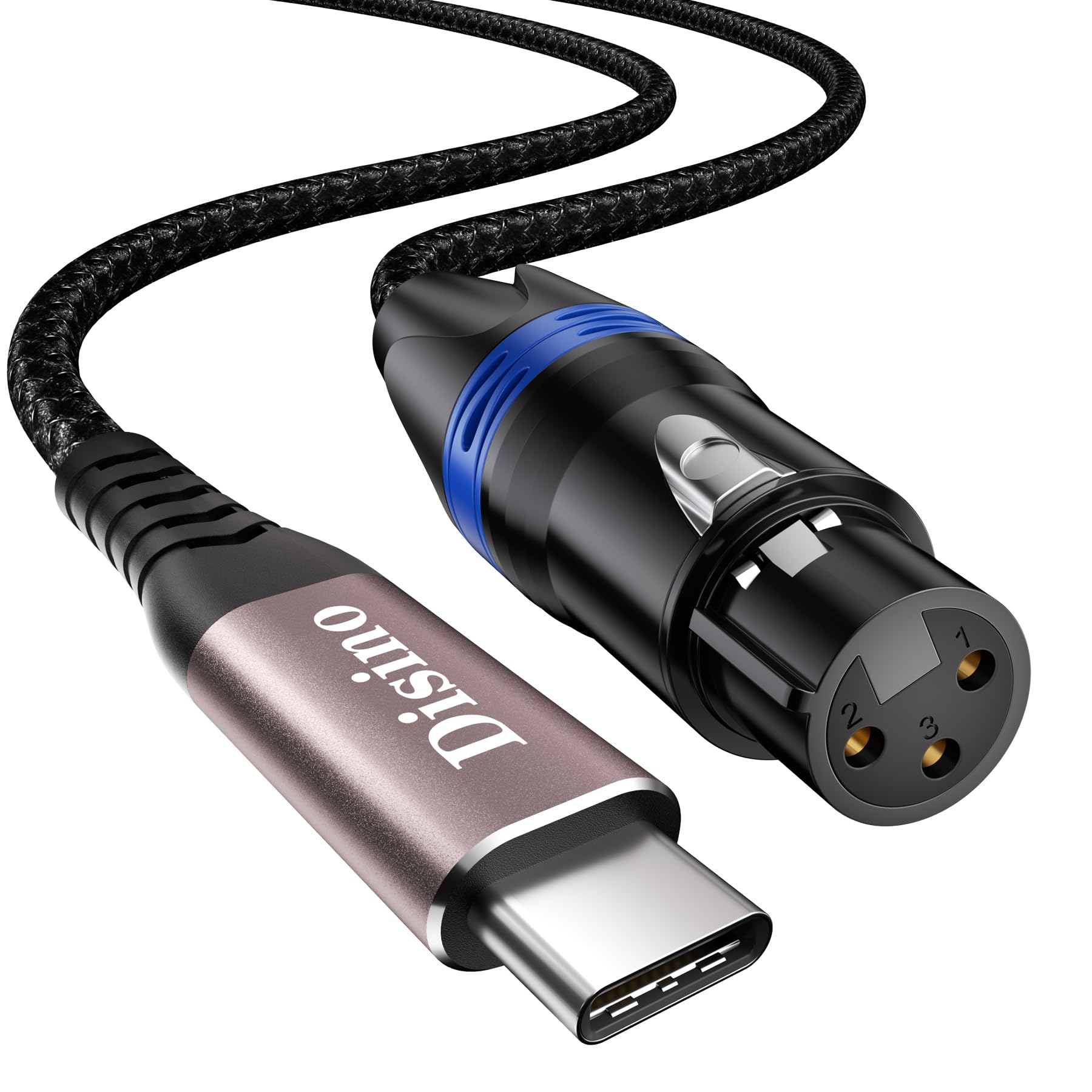 Disino XLR to USB C Cable,XLR Female to USB Type C Microphone Cable Compatible with Smartphone Laptop or Tablet with USB Type-C Jack for Audio Recording, Karaoke, Live Podcast-10 Feet