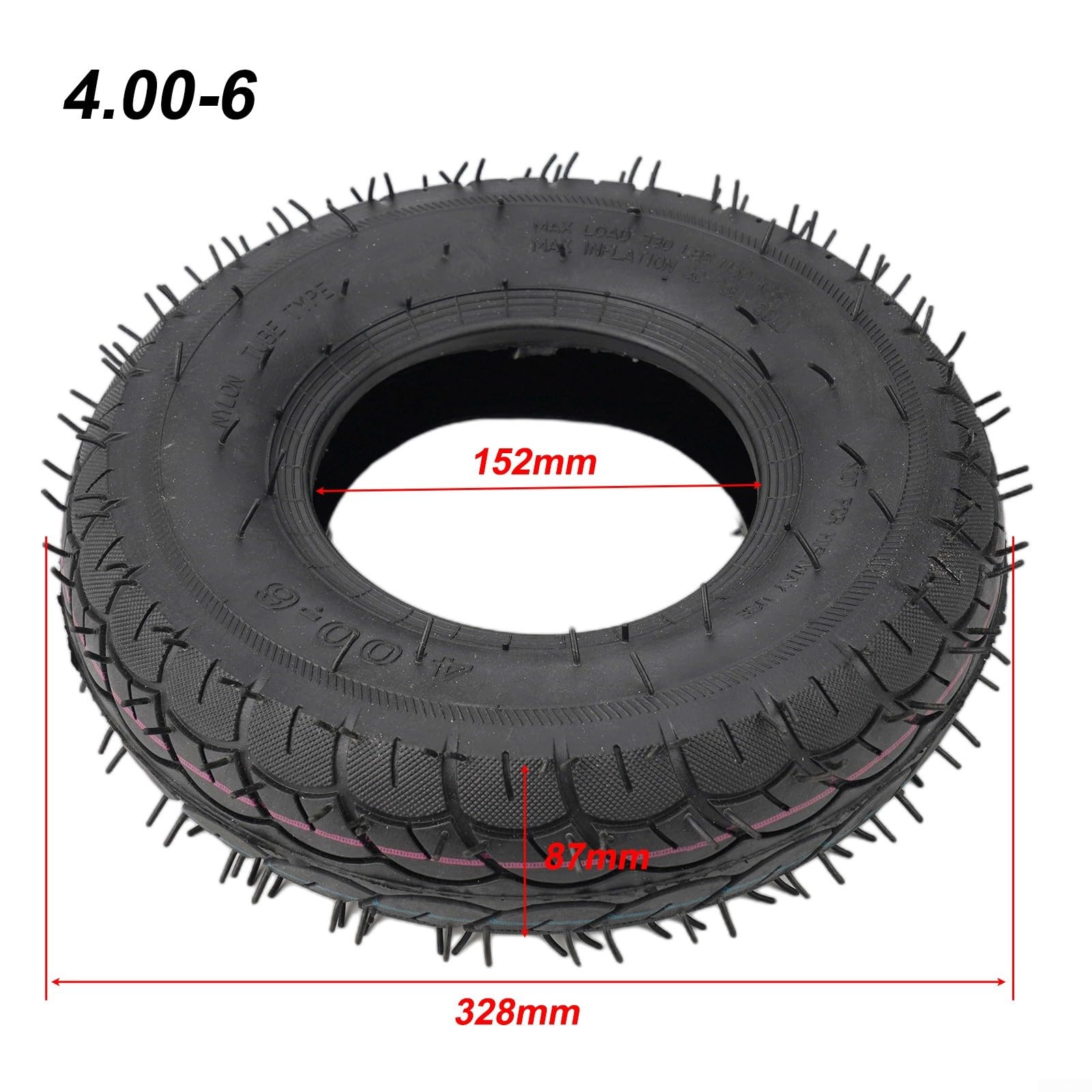 4.10/3.50-6 Juego de neumáticos y tubos para scooter eléctrico y triciclo, neumático exterior de goma resistente con tubo interior resistente a pinchazos, piezas de repuesto de rueda de 6 pulgadas