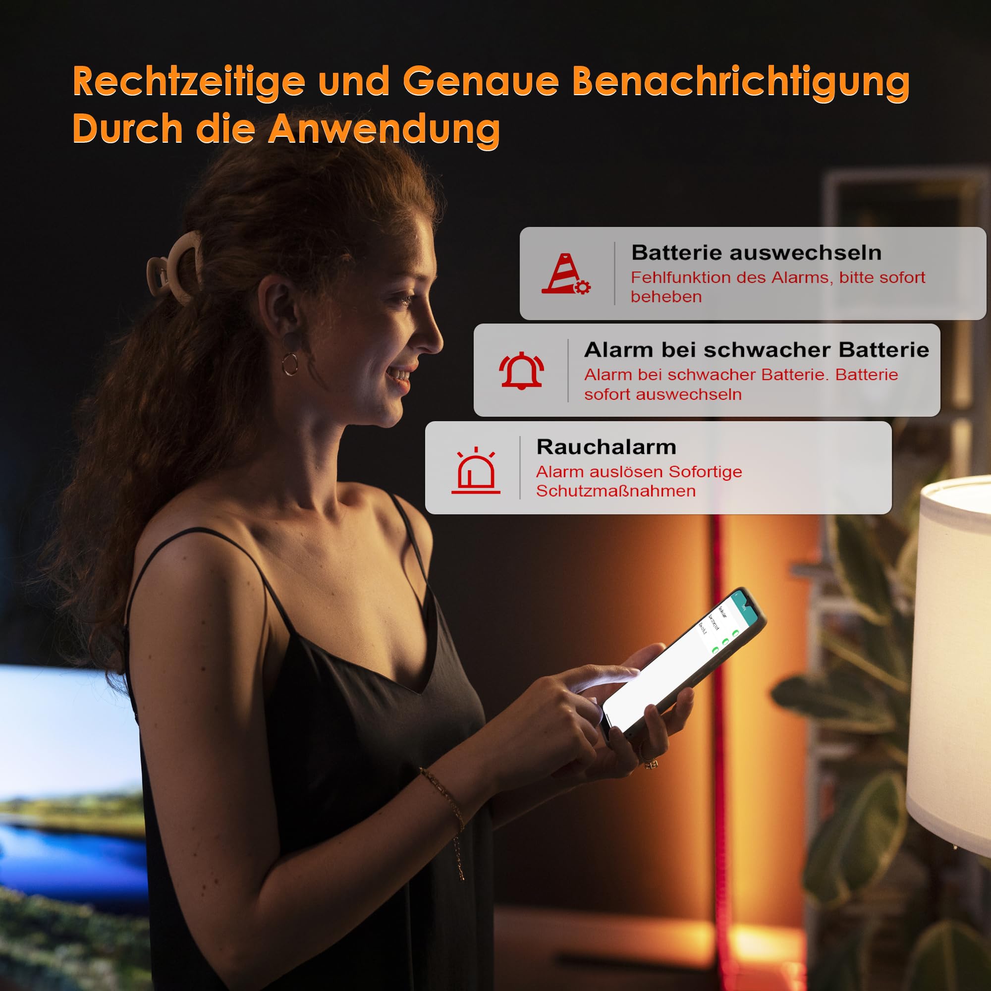 Funkrauchmelder Rauchmelder Vernetzt mit Magnethalterung,Photoelektrischem Sensor und Austauschbarer Batterie, Smart Homematic Rauchmelder WLAN für Smart Home(3-Pack)