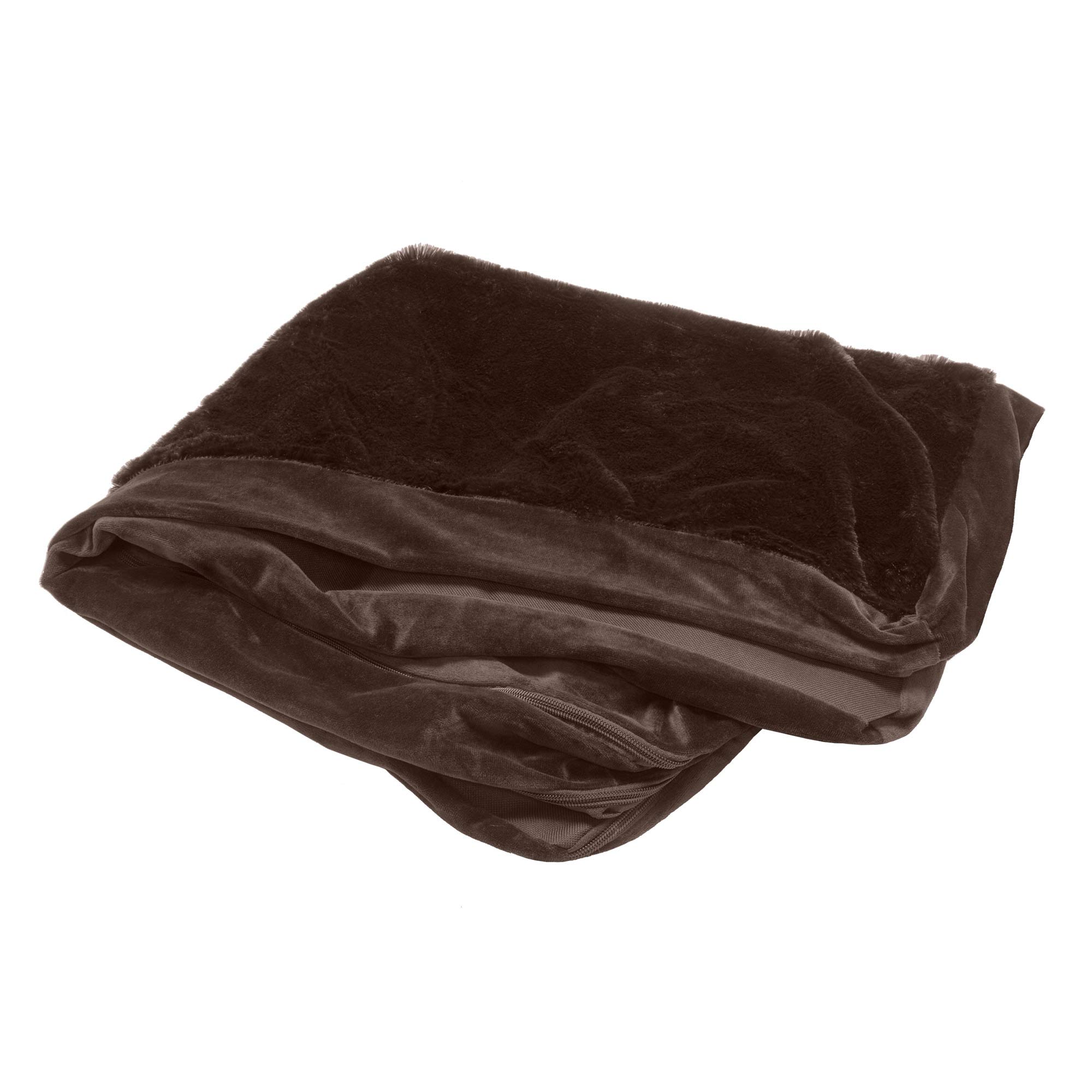 FurHaven Pet Dog Bed Cover | Plush Faux Fur & Velvet L Shaped Chaise Lounge Living Room Corner Couch Pet Bed Replacement Cover for Dogs & Cats, Sable Brown, Jumbo โ image 1