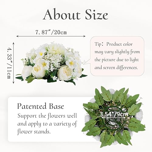 Miniatura 7 de Centros de mesa de bolas de flores para mesas: 10 piezas de flores blancas para centros de mesa, arreglos florales, centro de mesa para boda