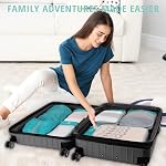 See Through Expandable Compression Packing Cubes, Mesh Travel Packing Cubes for Suitcases, Lightweight Organizers Bag Set for Travel Essentials for Luggage(Teal,8 Set)