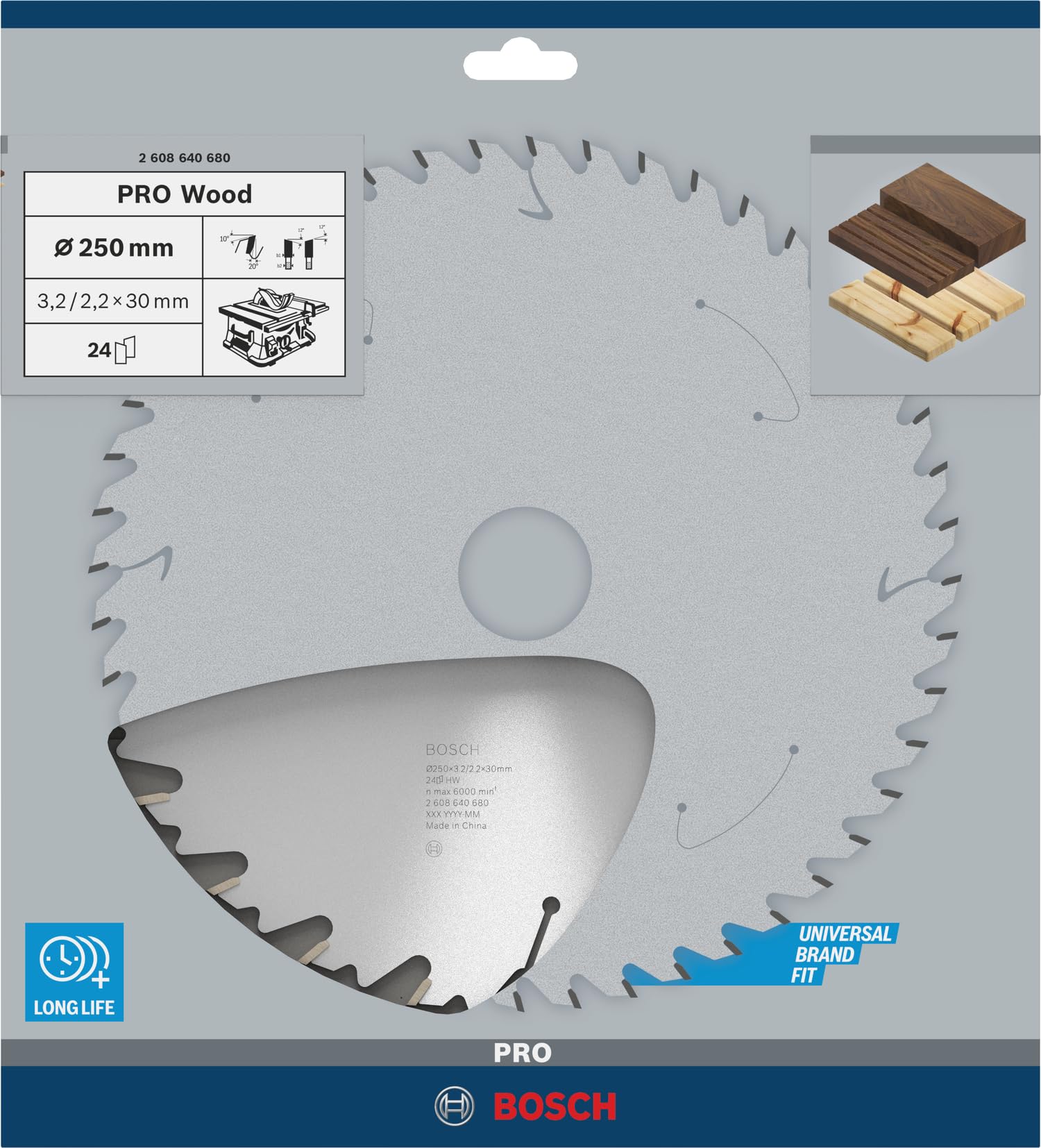 Bosch profesyonel daire testere bıçağı, Speedline Wood ahşap kesmek için, daire testere için (Ø 250 mm)