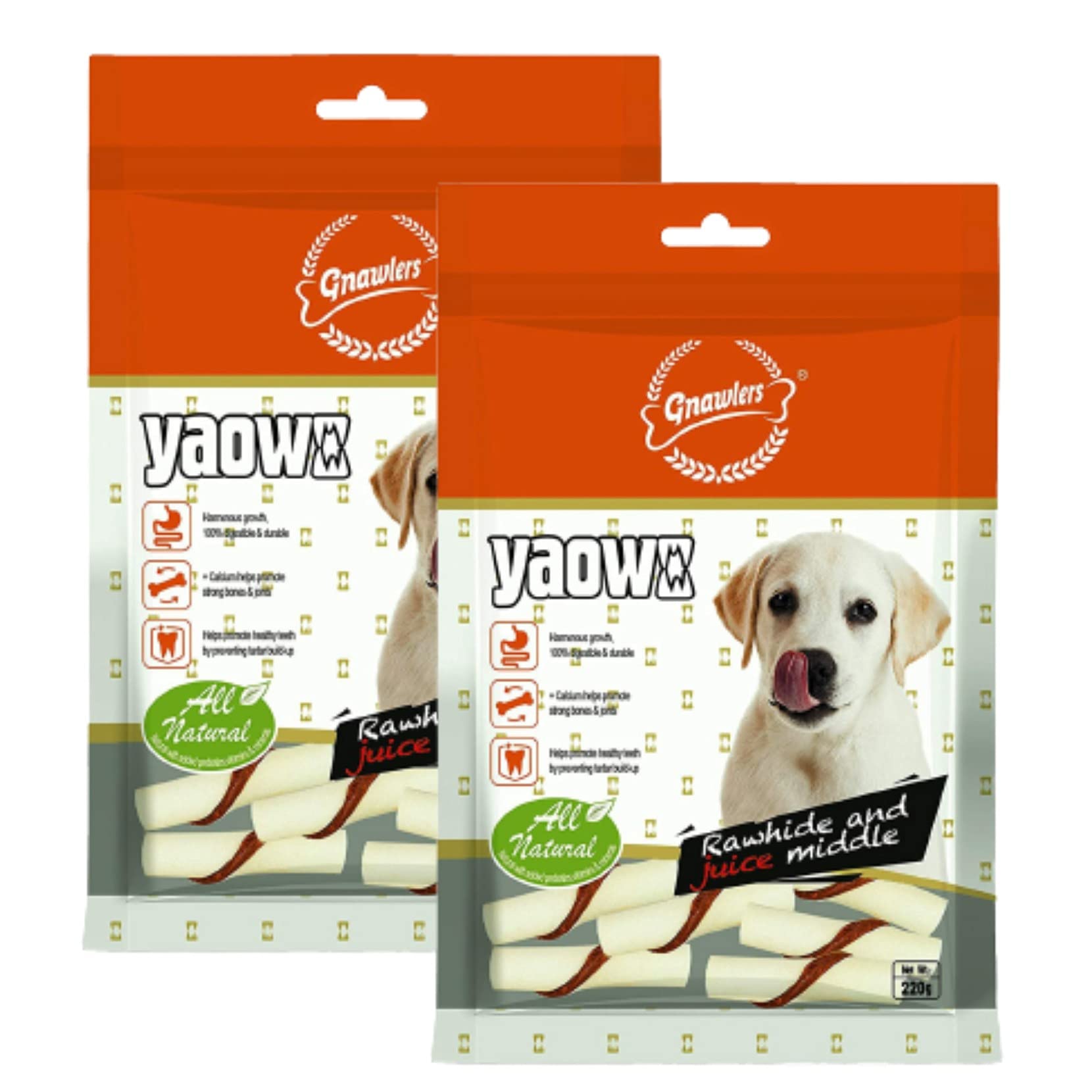 Petlicious & More Yaowo 2.5" Roll Sticks All Natural Dog Rawhide Bones with Chicken Inside, 2.5` Sticks 220gm (Pack of 2 X 220 Gm) (B09GMF19NV) Amazon Price History, Amazon Price Tracker