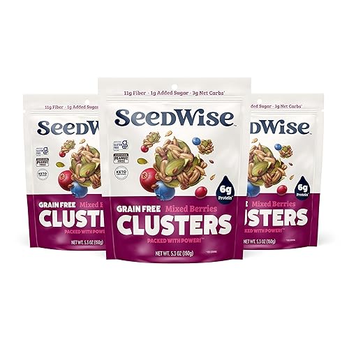 Miniatura 3 de Ozery Bakery - Racimos crujientes súper semillas, bayas mixtas, a base de plantas, vegano, aperitivo keto, 5.3 onzas (paquete de 3)