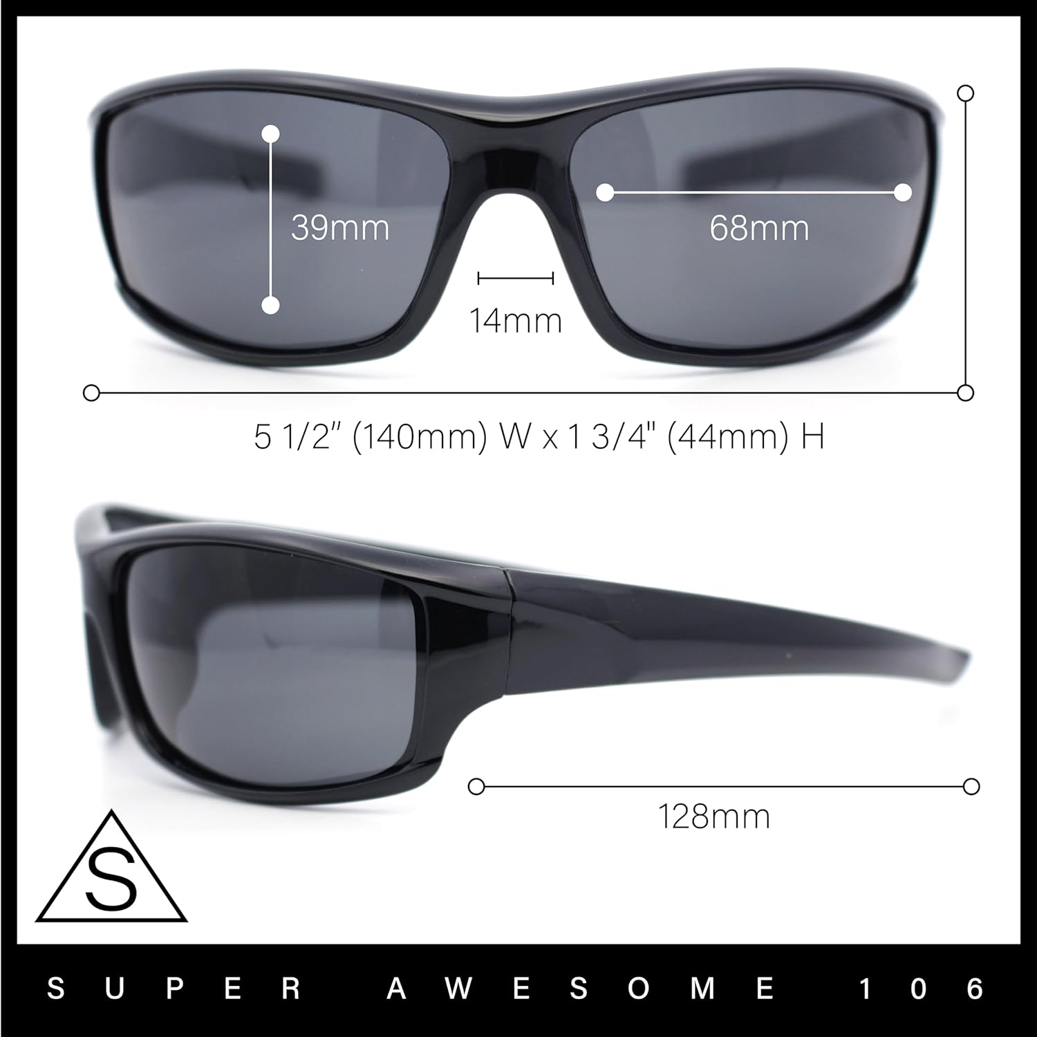 SA106 Mens Polarized Biker Wrap Around Plastic Rectangle Sport Sunglasses - Image 8