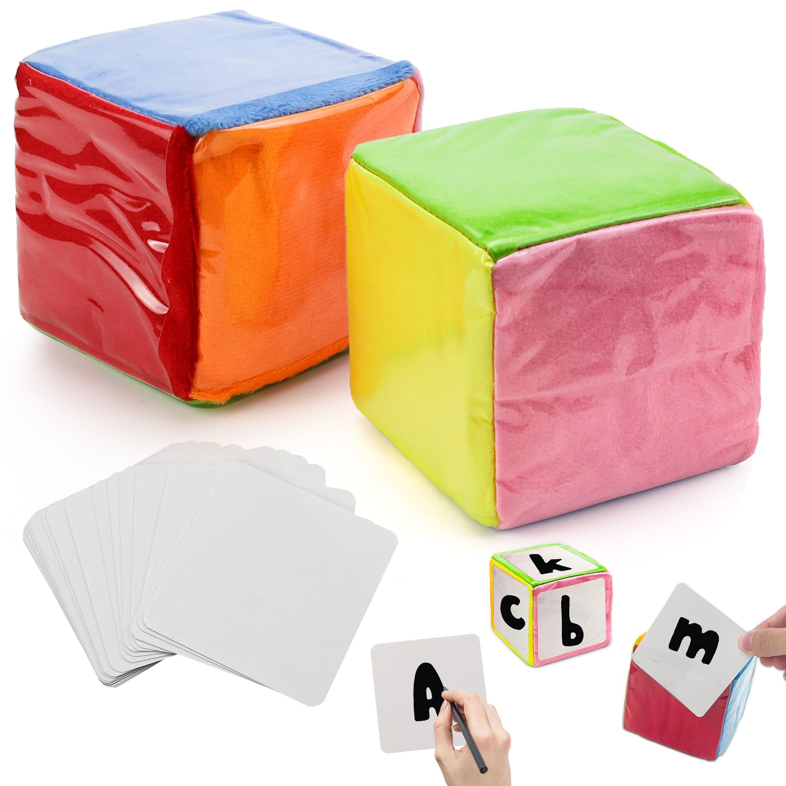 4 Stuks Educatief Schuimdobbelstenen Speelgoed voor Kinderen met Zakken PVC Interactie Leren Onderwijs Stapelblokken Zacht Speelspel Dobbelstenen voor Kinderen Baby