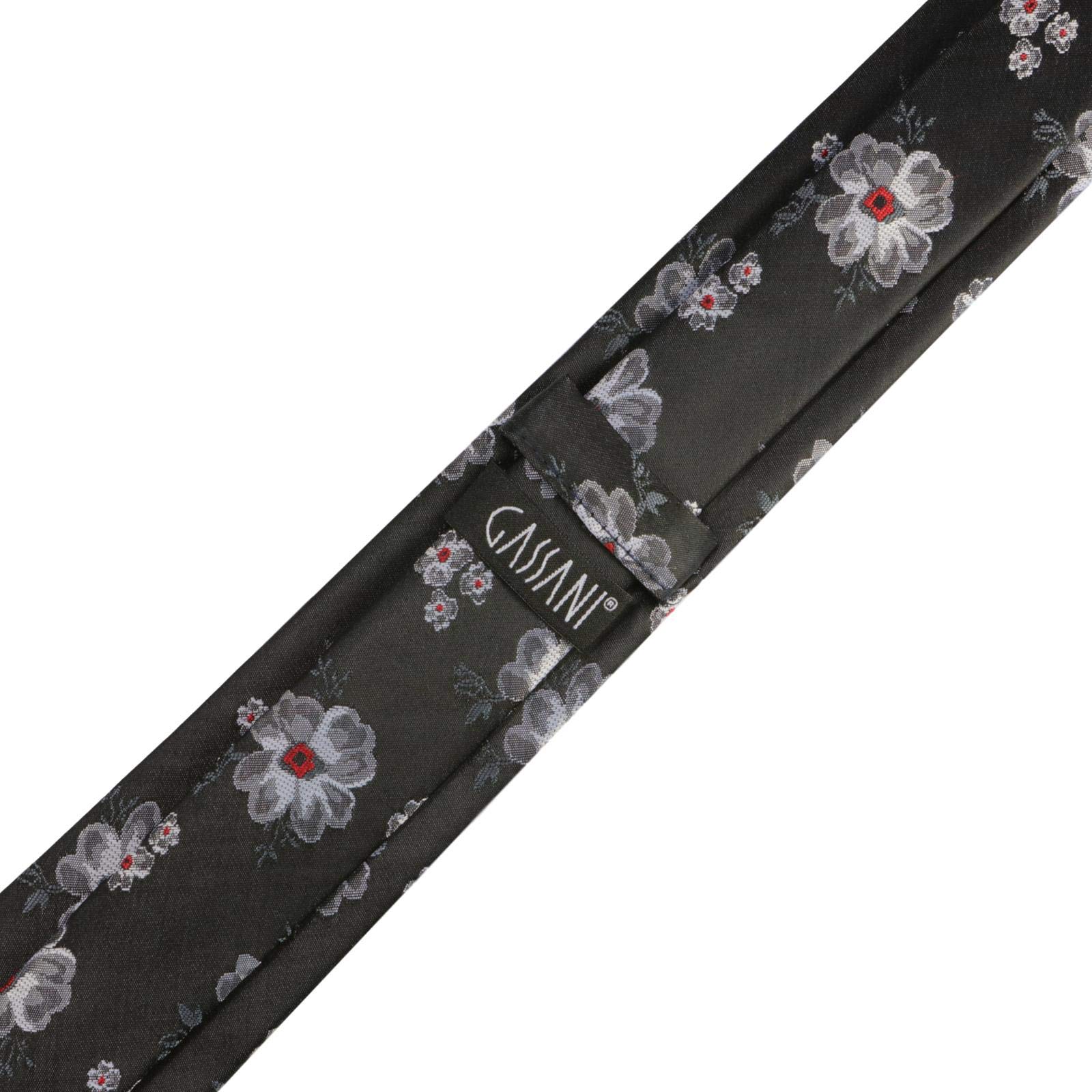 GASSANI Set Cravatta Uomo Sottile Con Fantasia Floreale, Lunghezza Extra, Larghezza Slim 6 Cm, Con Pochette Fazzoletto - 6 Colori Satinati
