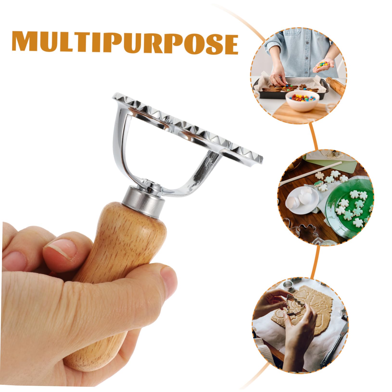 ABOOFAN 4 Sätze Keksform Runde Ausstecher Gebäckpresse Fondant Knödelhauthersteller Plätzchen-weihnachtsschneider Knödelmacher Kuchen Blech Knödel Zubehör Zinn Grad Scone Holz 4 Stück * 4