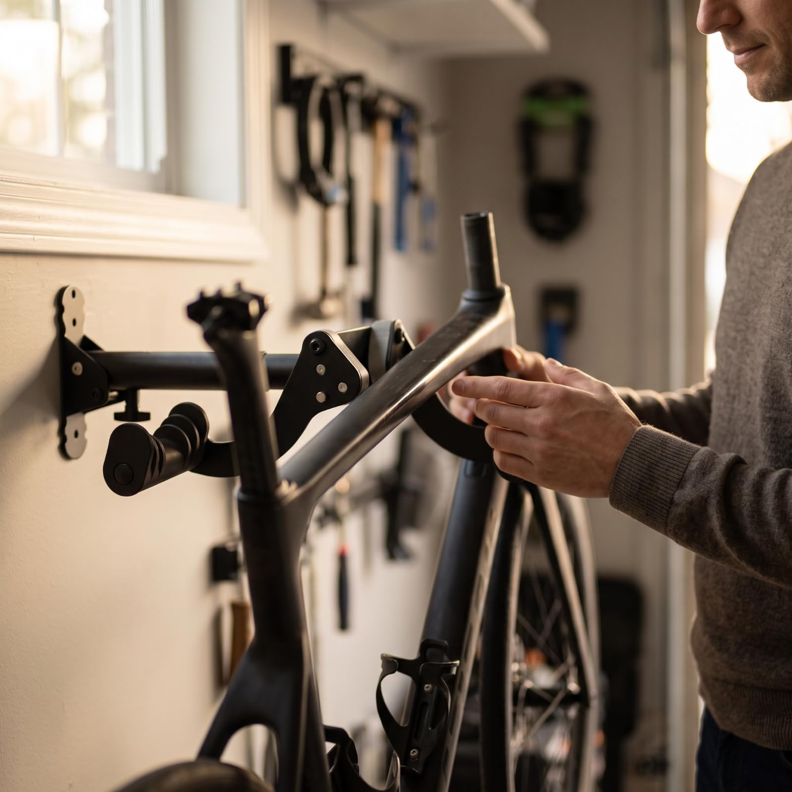 Pared para Bicicleta, Negro, Soporte De Pared Para Bicicleta Con Ganchos Ajustables