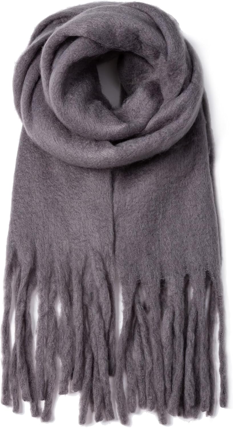 AUSEKALY Women's Scarf Big Colorful Thick Blanket Wrap Winter Oversized Warm Chunky Scarves Solid