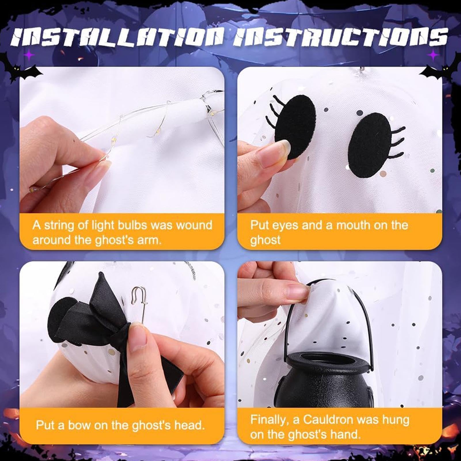Decorazioni Halloween Per Esterni Decorazione Sicura Cappello da 2 Pezzi | Decorazione Fantasmi Oscillanti Halloween per Patio Casa Prato Sentiero Paesaggio