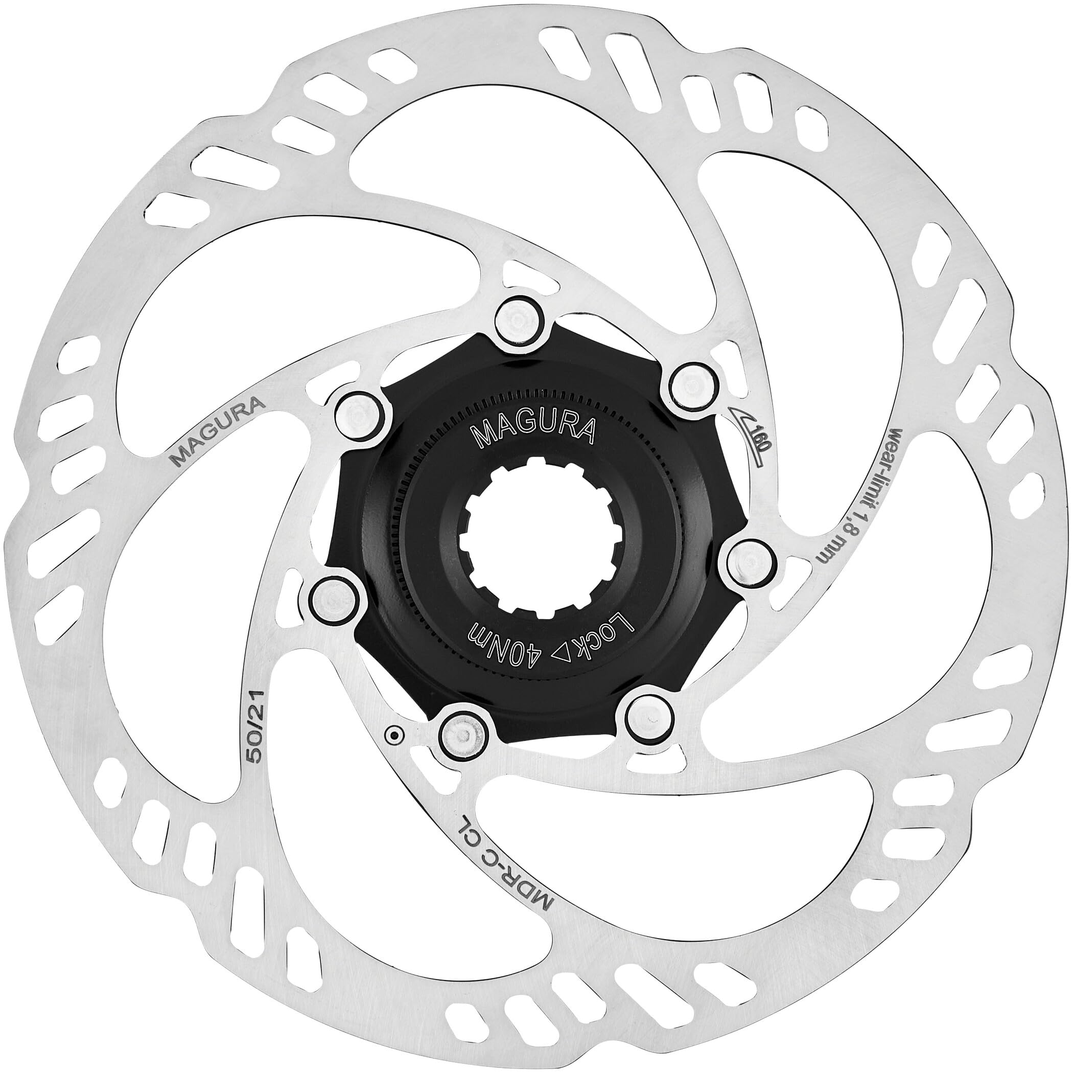 Magura, Disco MDR-C 180 mm Centre Lock Per Ruote Quick Release, Compreso Anello Di Bloccaggio, Disc Brake, Multicoloured, 180 mm, Unisex Adult