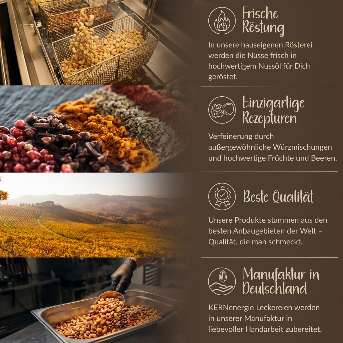 KERNenergie WM Nationen Bundle 6x180g Premium Nussmischungen Cashews Macadamias Walnüsse
