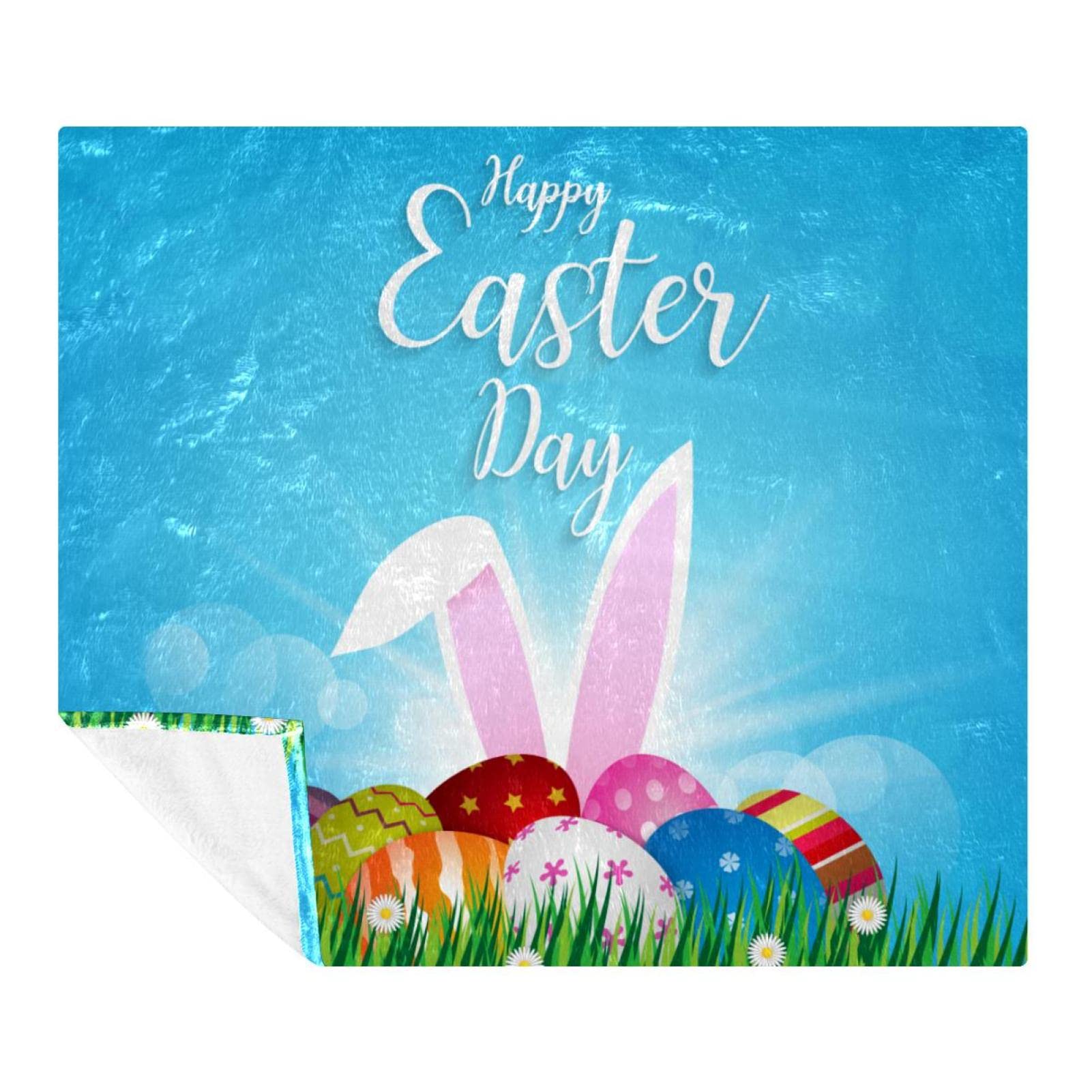 Couverture Polaire de Literie Anti-Froid Plaid Doux Lapin de Pâques