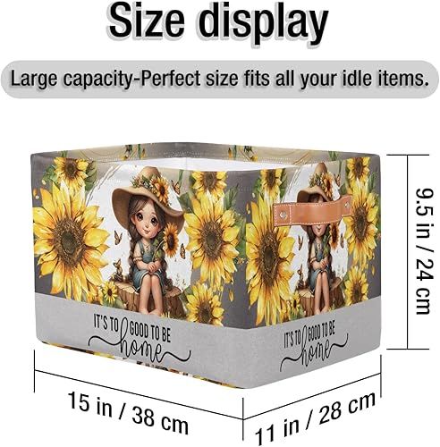 Vista 117 de Cestas de almacenamiento con asas, cubo de almacenamiento rectangular de tela rectangular plegable de juguetes para armario, estantes, lavandería, C