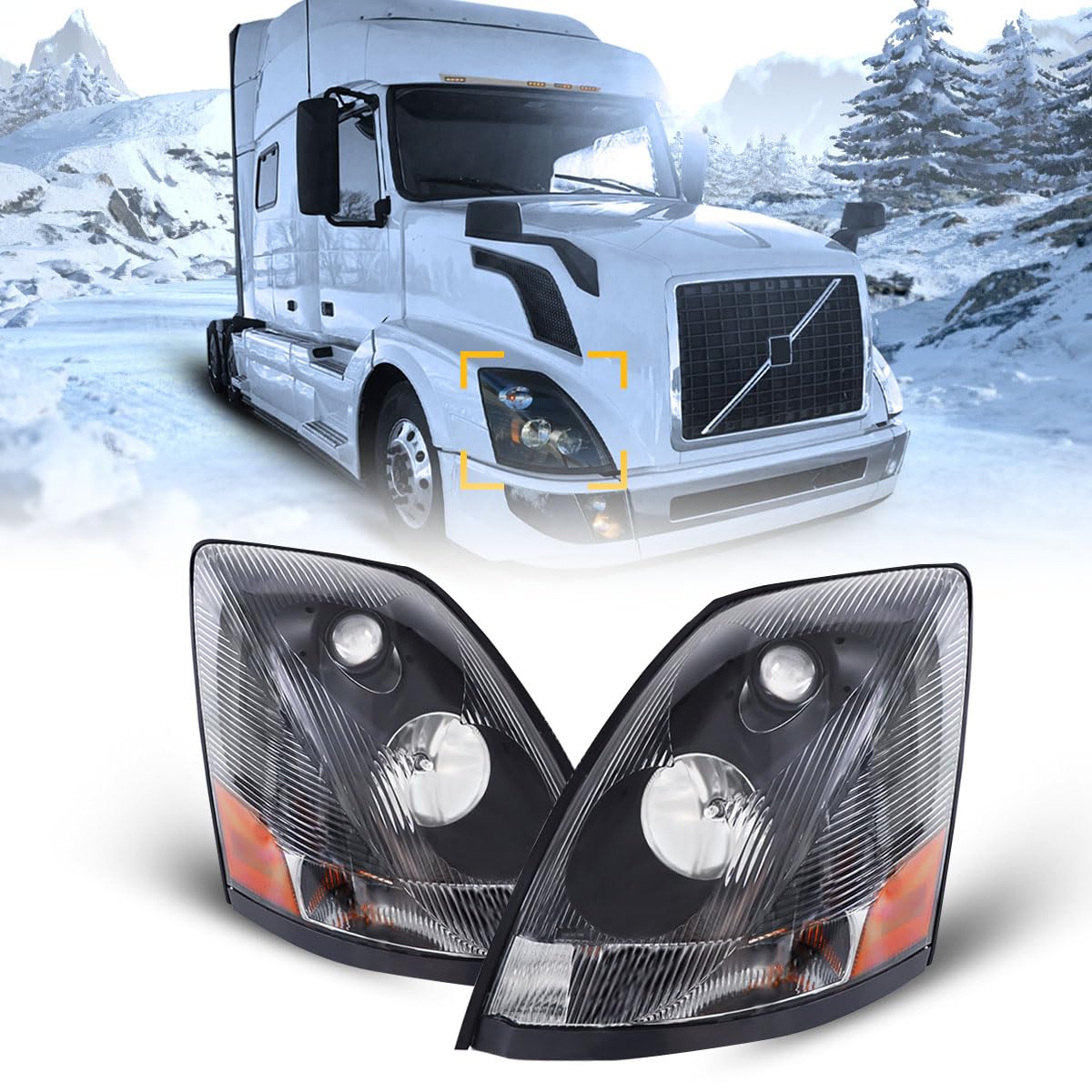 Driver Side Halogen Headlight For Volvo VN 96-2003 & VNM 2005-2015 – Left Hand – Evan-Fischer