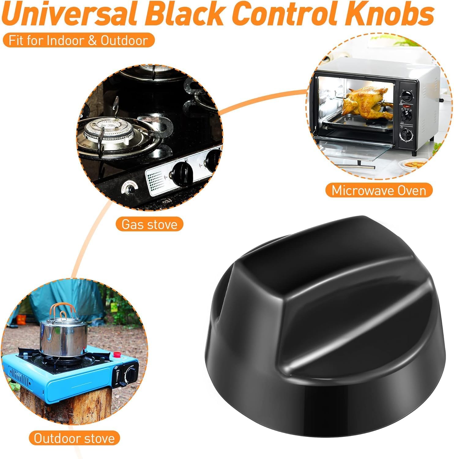 Universal-Herdknäufe 4er-Set – Schwarz, 4 Cm, Inkl. Adapter Für Ofen & Kochfeld