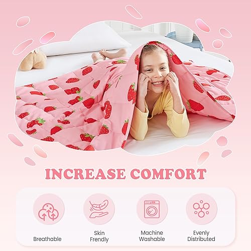 Miniatura 121 de HOSUKKO Manta con peso, manta pesada de unicornio rosa de 3 libras, manta transpirable (36 x 48 pulgadas, 3 libras)