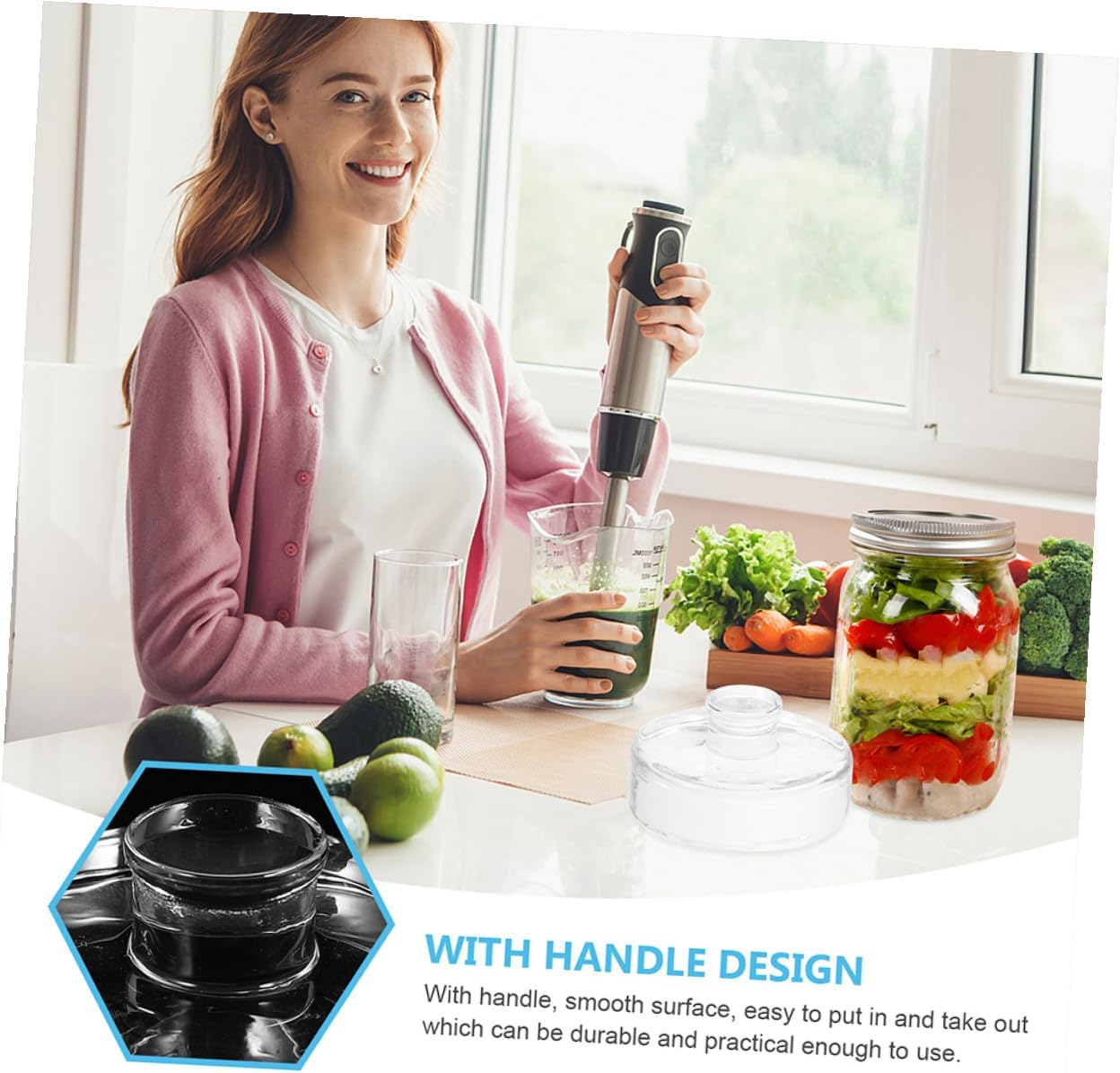 2pcs Wide Mouth Mason Jar Fermenting Weights with Handle, Glass Jar Weights for Fermentation and Canning, Suitable for Pickling and Airlock Fermenting
