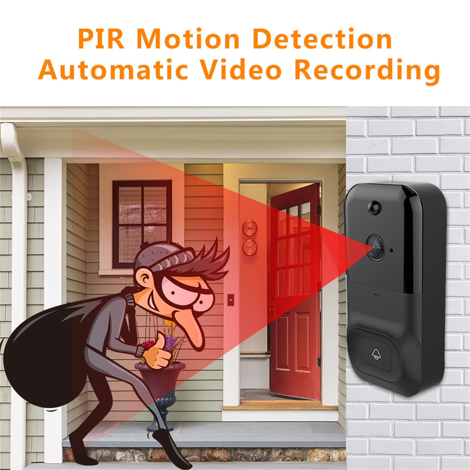 SXA Videocitofono Campanello Wireless,Tuya Smart Home WiFi Videocitofono Wireless 1080P HD Citofono Campanello Telecamera IR Visione Notturna per La Protezione della Sicurezza Domestica