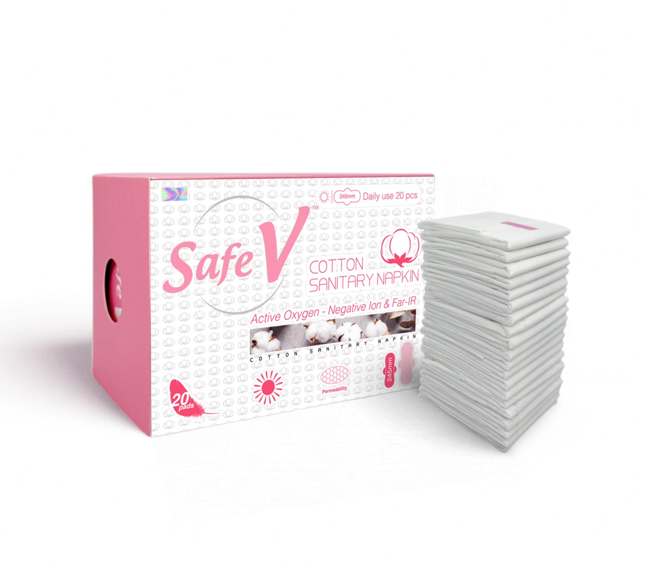 Servilletas sanitarias, algodón natural de uso diario con oxígeno activo, iones negativos e IR lejano, ultra finas, de alta absorción, cómodas almohadillas menstruales, a prueba de fugas, sin