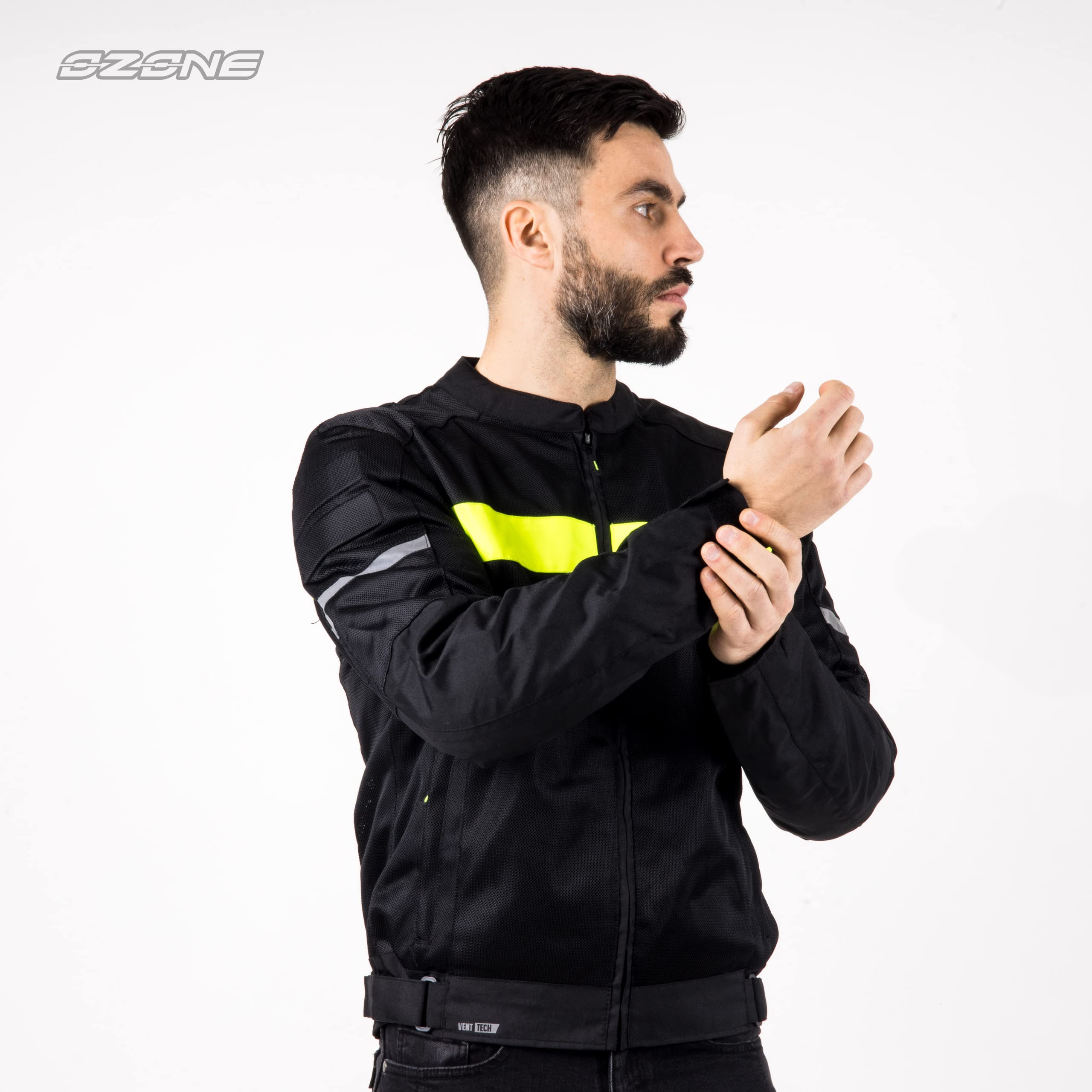 OZONE MOTO Dart Chaqueta de Moto Hombre | Textil | Protectores de Codos y Hombros | Elementos Reflectantes | Paneles de Malla | 4 Bolsillos