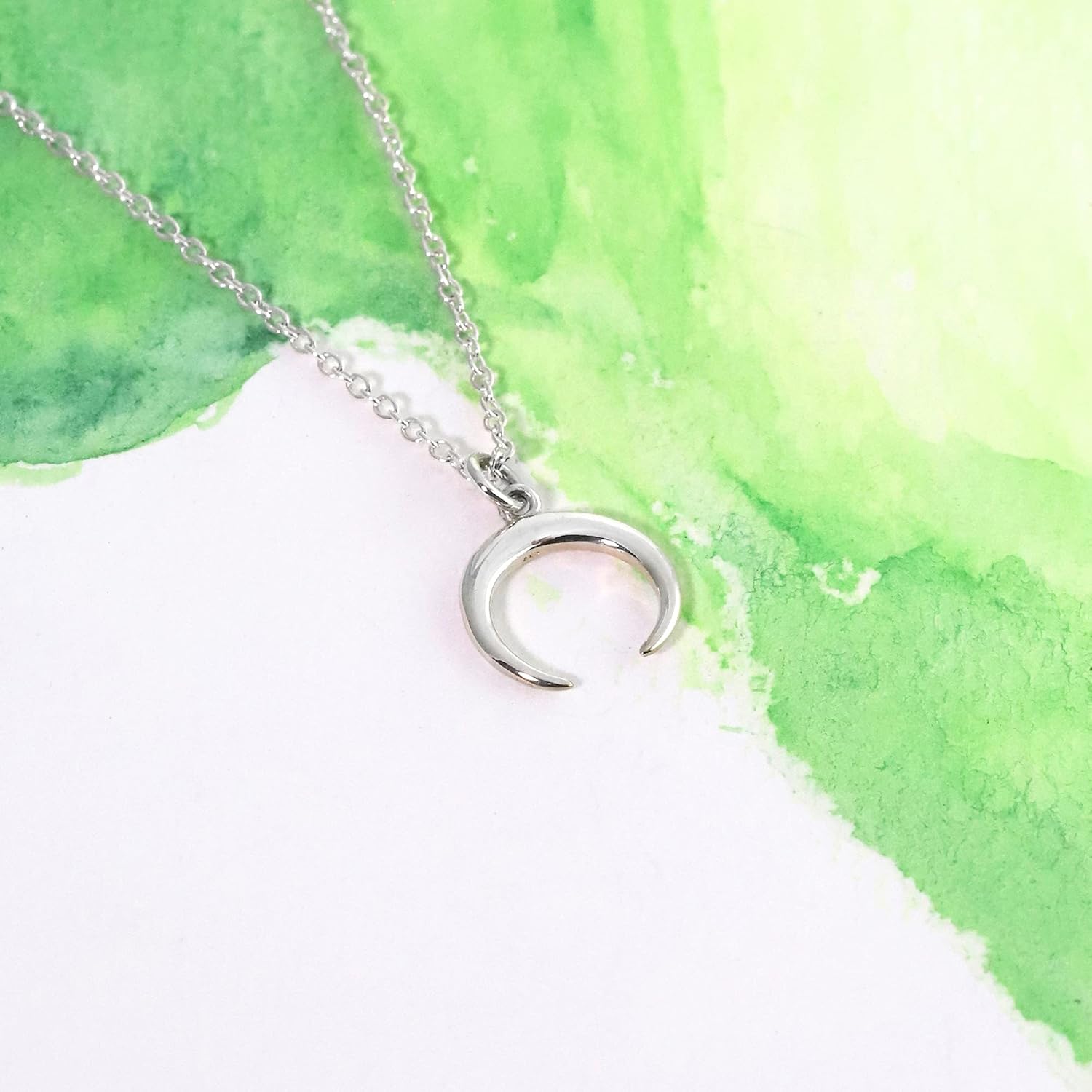 Boma Jewelry Sterling Silver Downward Crescent Moon Double Horn Pendant Necklace, 18 Inches - Image 3