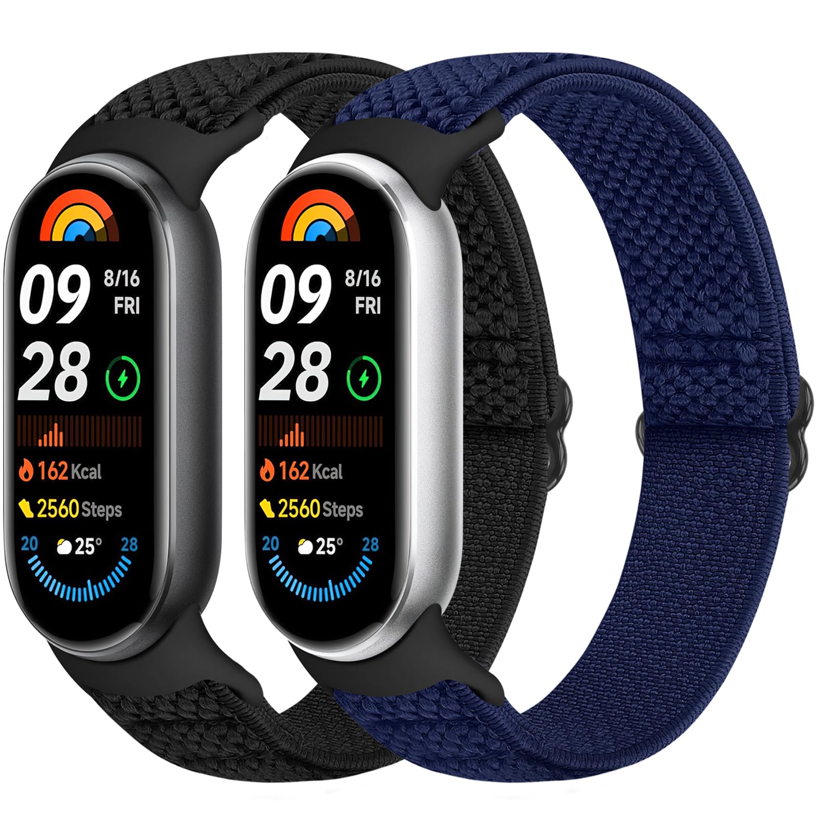 Runostrich Elastic Nylon Watch Strap Compatible with Xiaomi Smart Band 10/9/8 Sports Strap Soft Watch Band Adjustable Replacement Band for Women Men