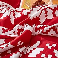 Vista 8 de UOZZI BEDDING Juego de funda de edredón de Navidad rojo con copo de nieve blanco, estilo festivo, tamaño King