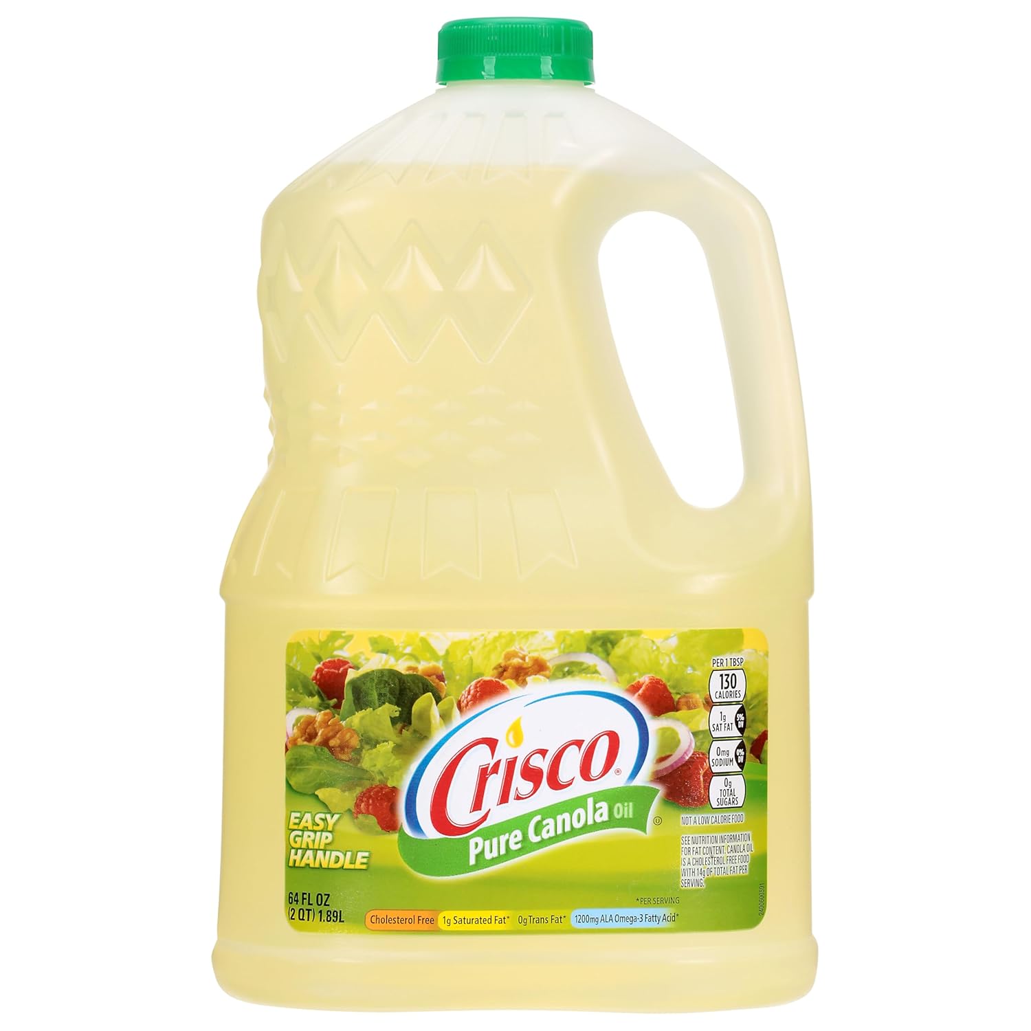 Crisco Pure Canola Oil 64 oz - Flavorless Versatile Cooking Oil, 0g Trans Fat, Kosher, Ideal for Frying Baking