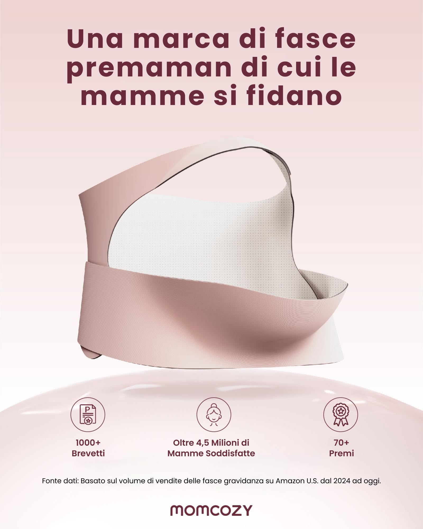 momcozy Fascia Gravidanza Sostegno Pancia e Schiena CozySupport Ergonomica, Pancera Gravidanza Traspirante con Supporto per la Vita, Discreta