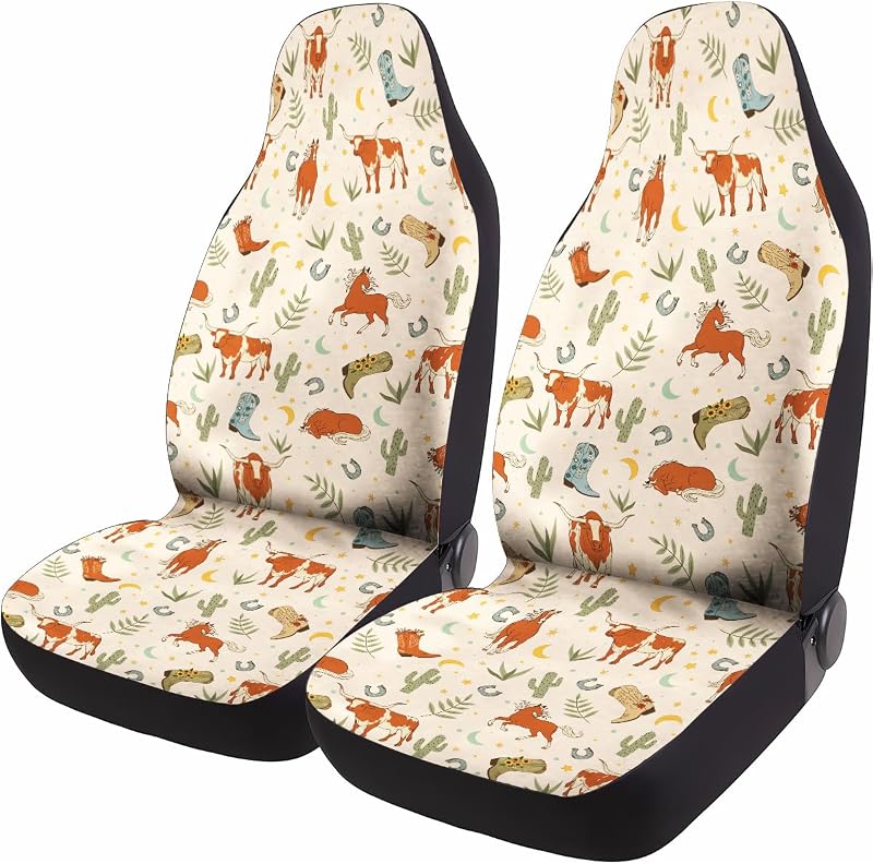 Capa para Banco de Carro GENANY Cowgirl em Poliéster para Bancos Dianteiros, Kit com 2 Peças