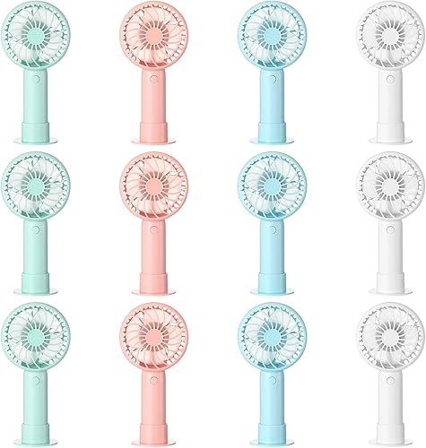 Miniatura 39 de 6 piezas Mini Ventilador de Mano Potente 3 velocidades Ventilador Personal Pequeño Portátil Recargable con Base USB para Mujeres Maquillaje de