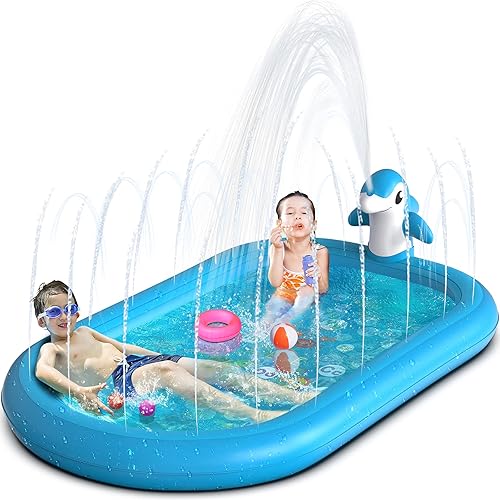OEVES Almohadilla inflable para salpicaduras de agua para niños y niños pequeños, juego al aire libre, juguetes de agua 3 en 1 mejorados para bebés,
