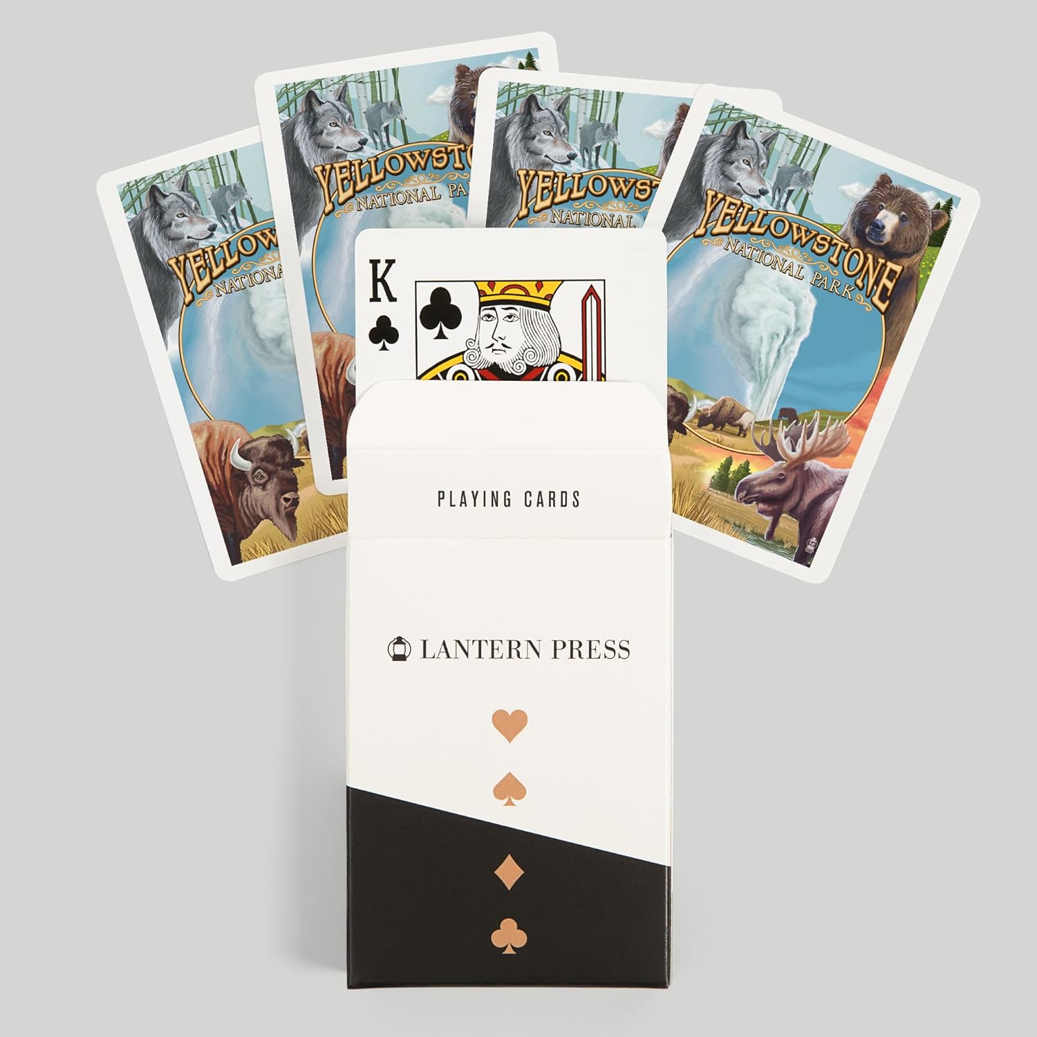 Lantern Press Yellowstone National Park, Montana, Wildlife Montage, 52 Playing Cards for Adults, Poker Size Card Deck